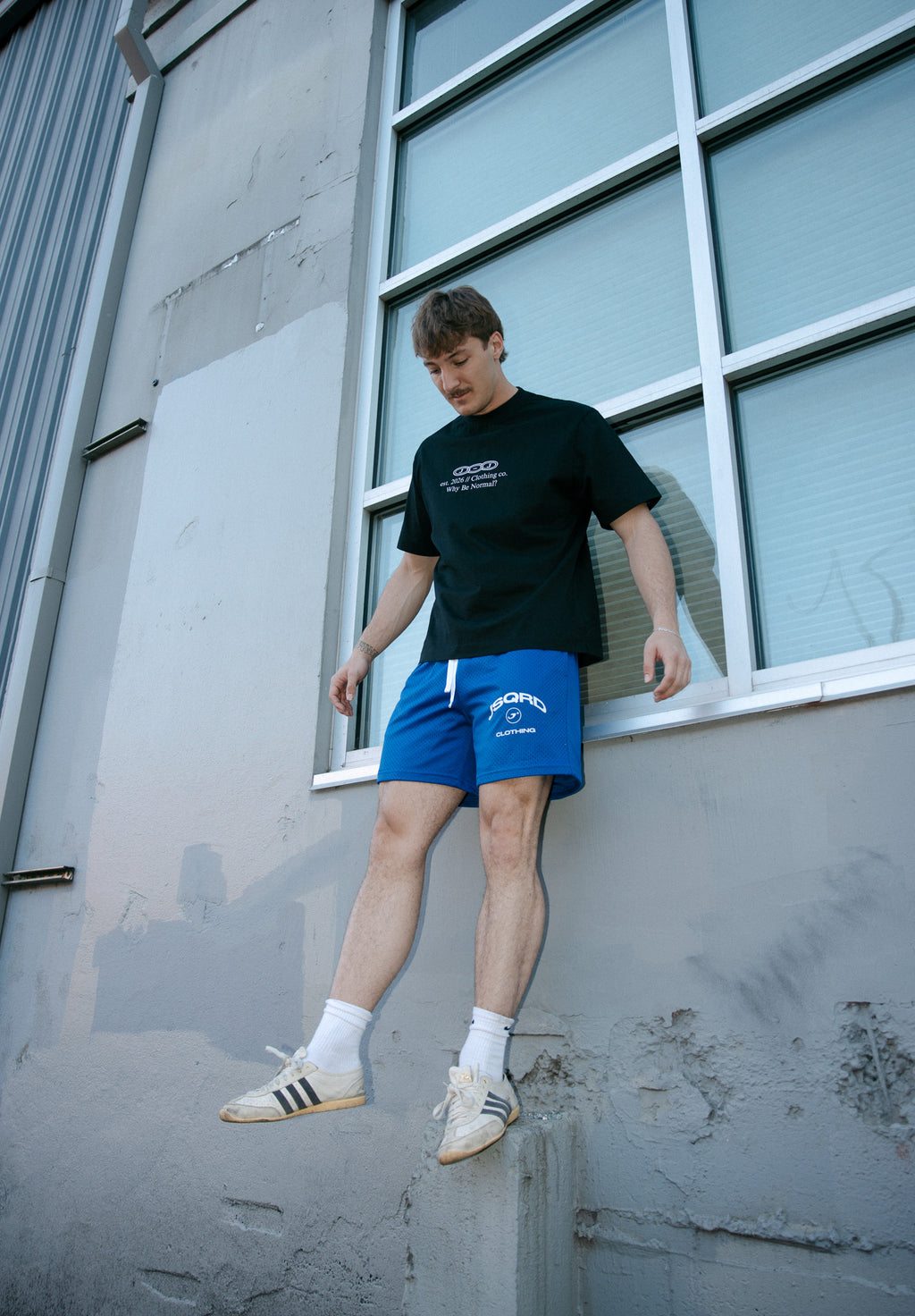 Blue Mesh Drawstring Shorts