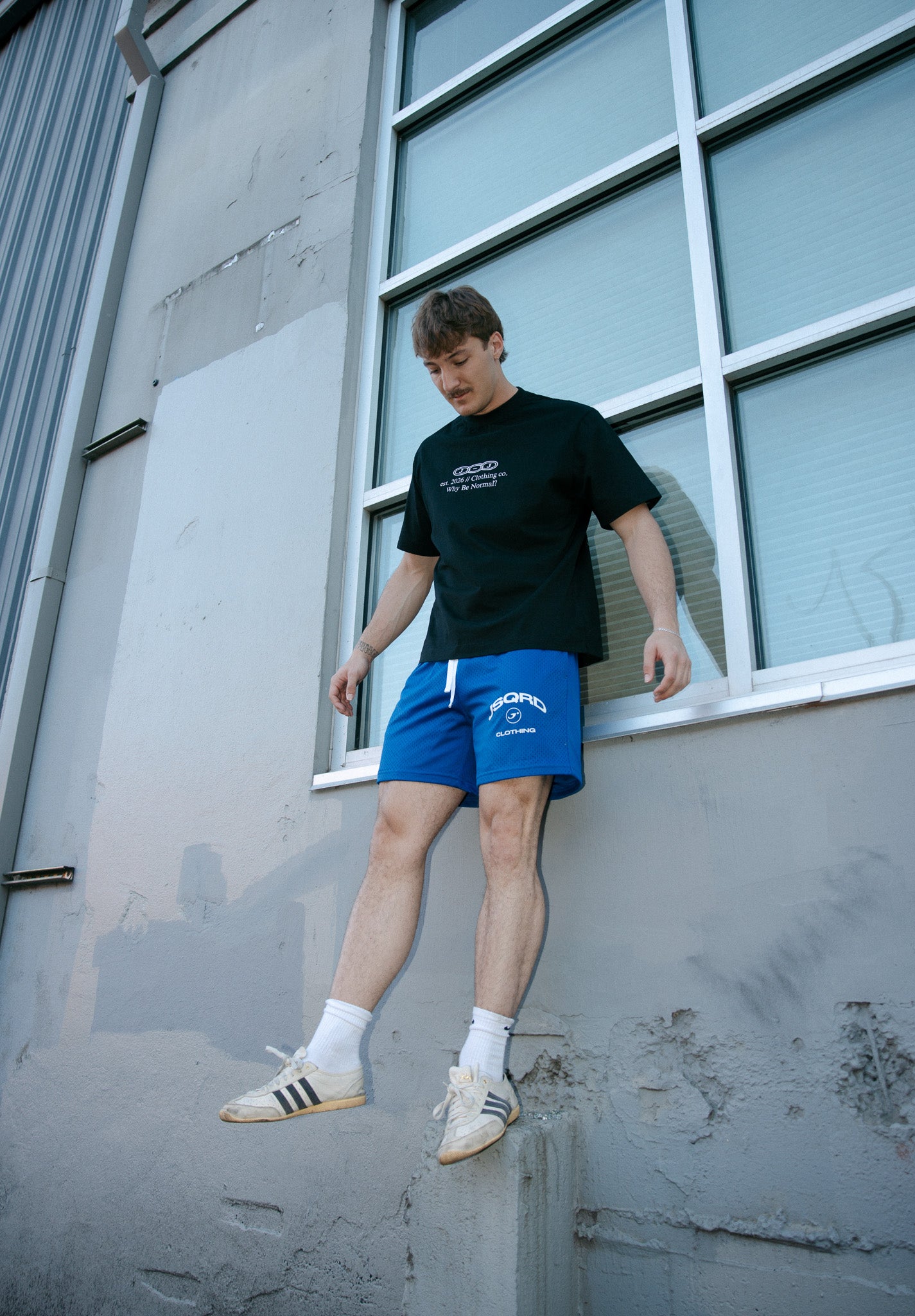 Blue Mesh Drawstring Shorts