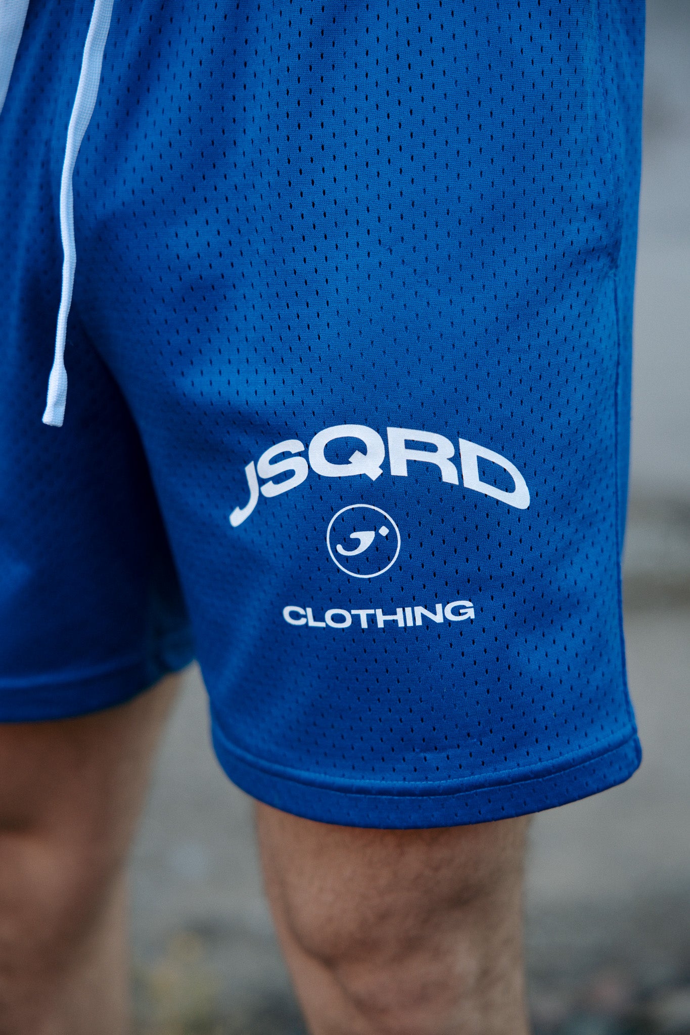 Blue Mesh Drawstring Shorts